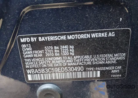 2014 BMW 535I xDrive z USA, uszkodzony, nr VIN WBA5B3C59ED530490